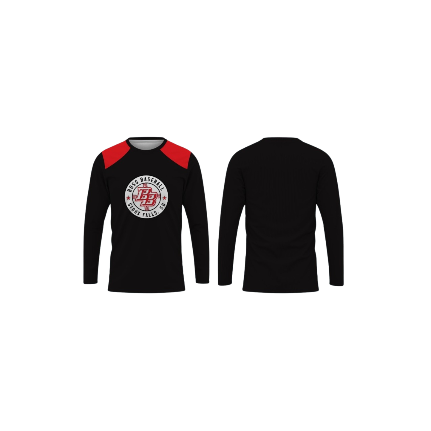 Black/Red Long Sleeve Performance Tee
