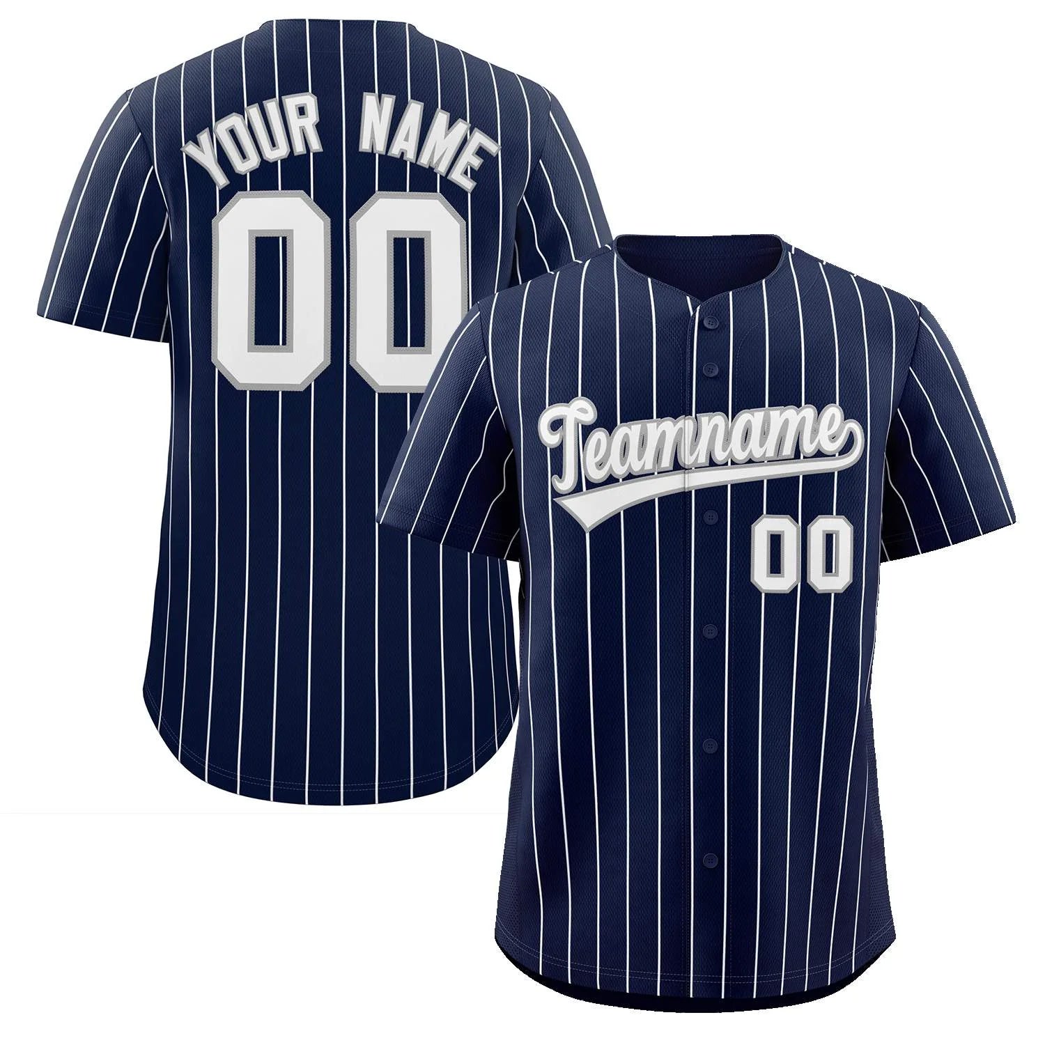 Custom Pinstripe Baseball Jersey Button Down Shirt Personalized for Adults/Youth image 9