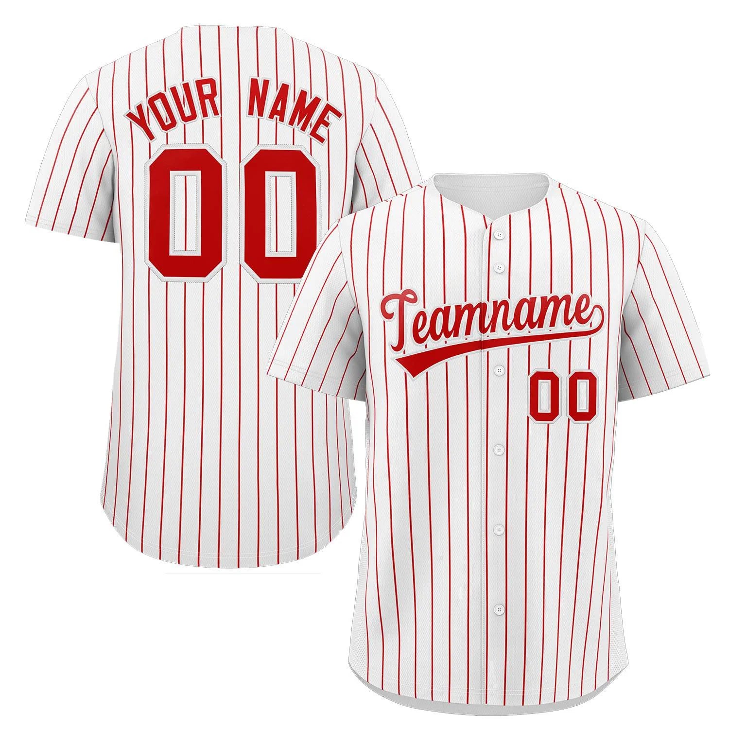 Custom Pinstripe Baseball Jersey Button Down Shirt Personalized for Adults/Youth image 2