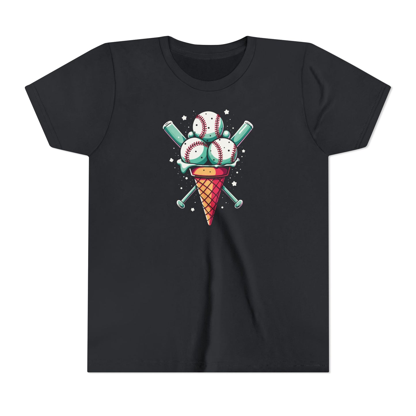 Youth Tee - Ice Cream Cone With Baseballs Print