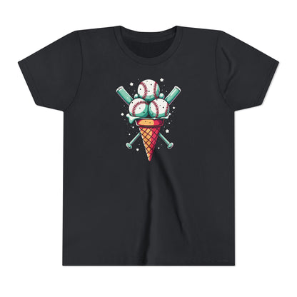 Youth Tee - Ice Cream Cone With Baseballs Print
