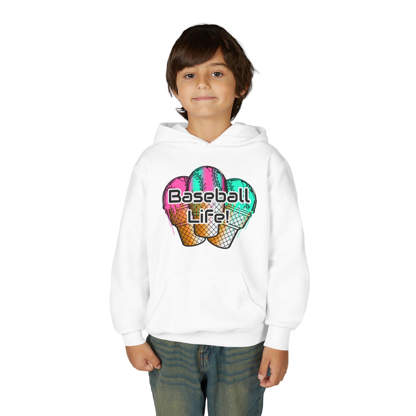 Baseball Life Ice Cream Drip Youth Hoodie