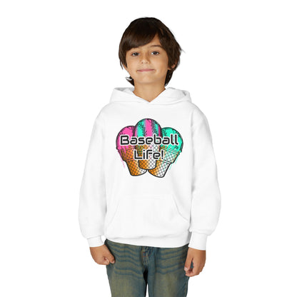 Baseball Life Ice Cream Drip Youth Hoodie