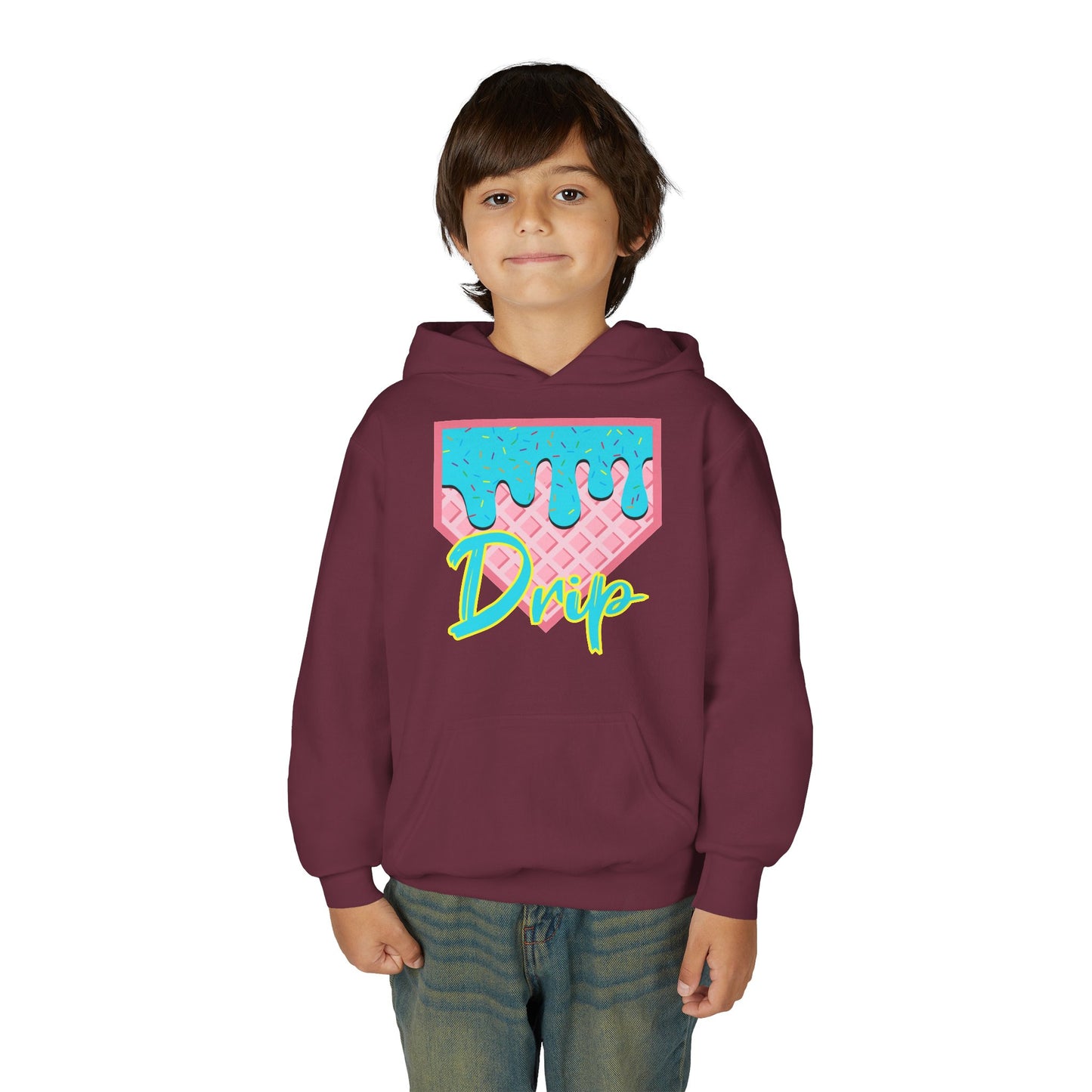 Home Plate Waffle Cone Drip Youth Hoodie