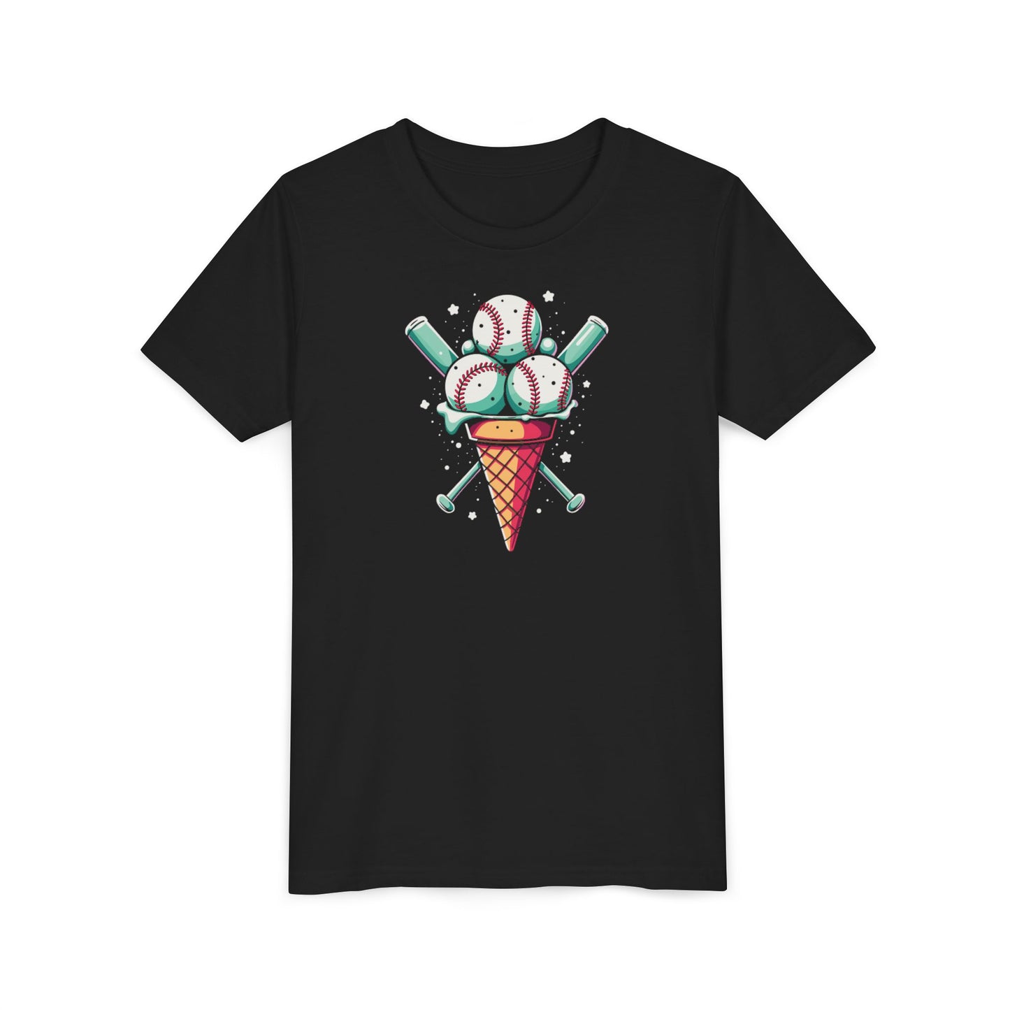 Youth Tee - Ice Cream Cone With Baseballs Print