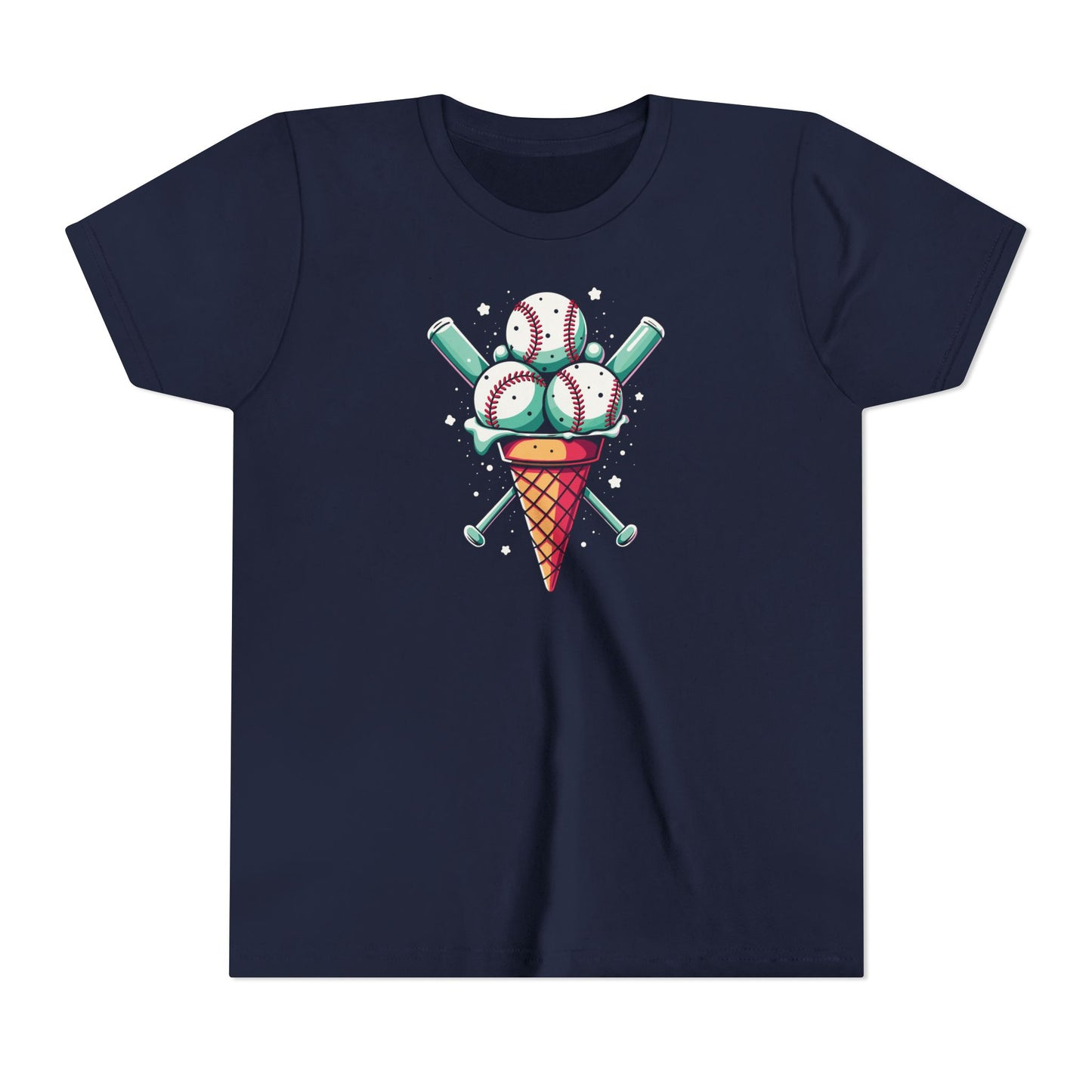 Youth Tee - Ice Cream Cone With Baseballs Print