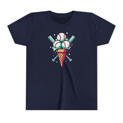 Youth Tee - Ice Cream Cone With Baseballs Print
