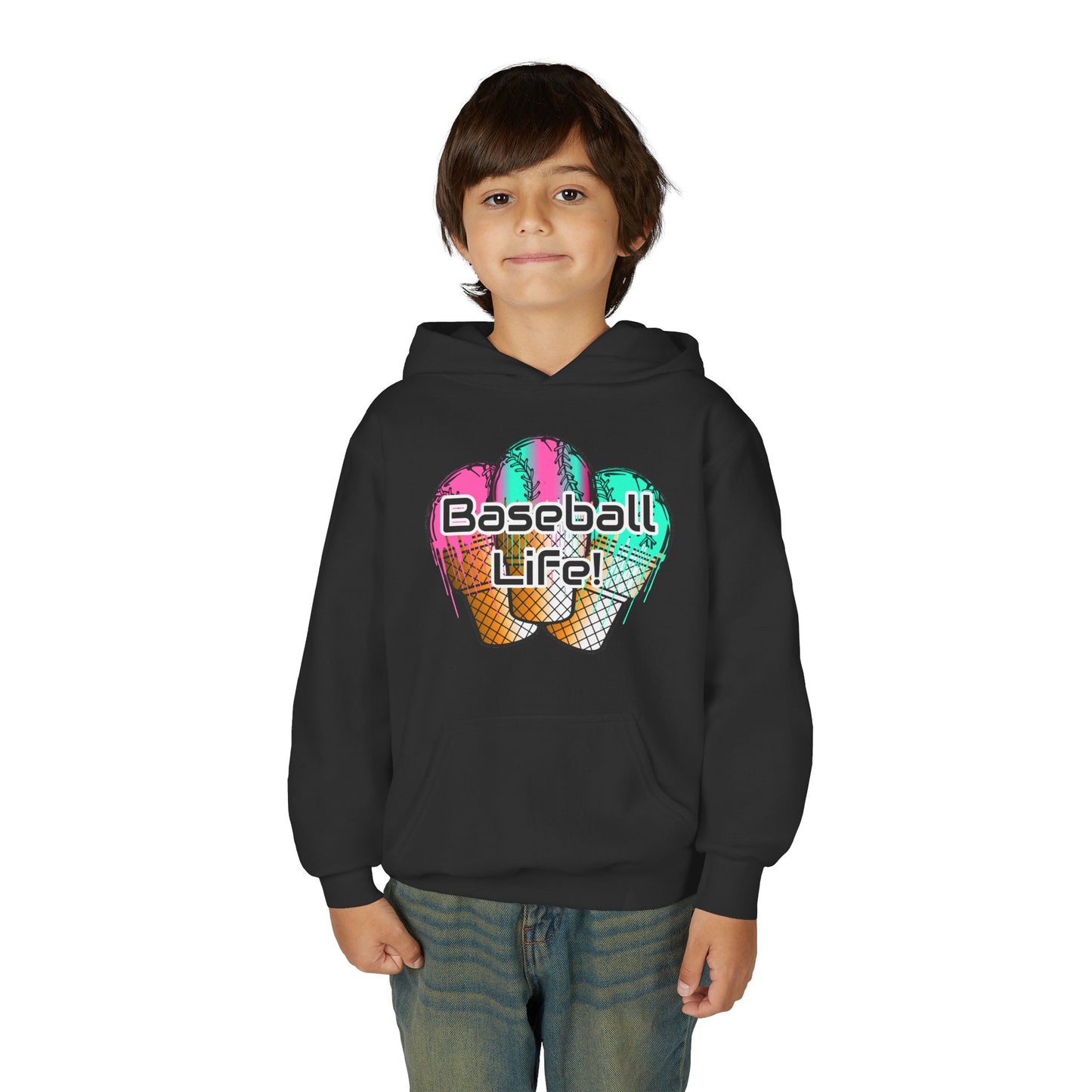 Baseball Life Ice Cream Drip Youth Hoodie