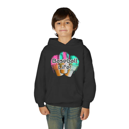 Baseball Life Ice Cream Drip Youth Hoodie