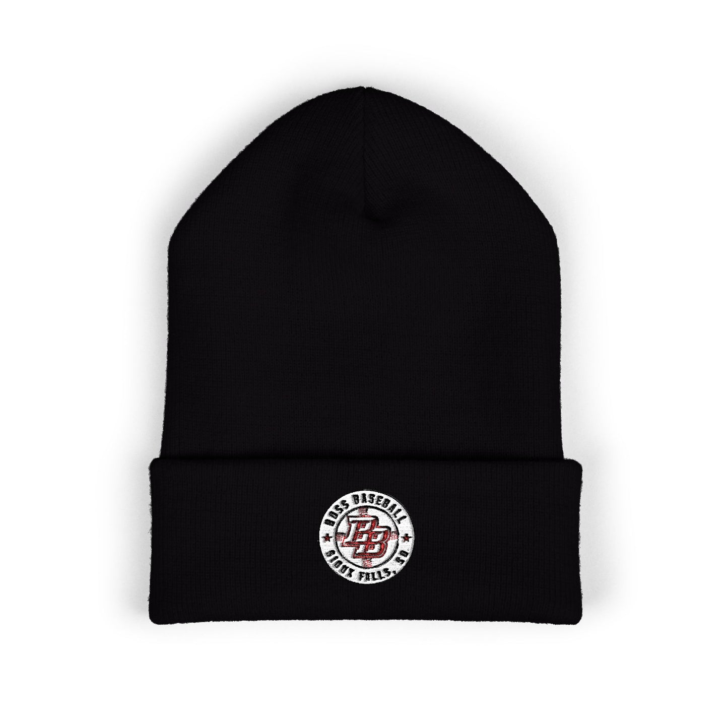 Embroidered Diner Logo Cuffed Beanie — Retro Coffee Shop Patch Winter Hat