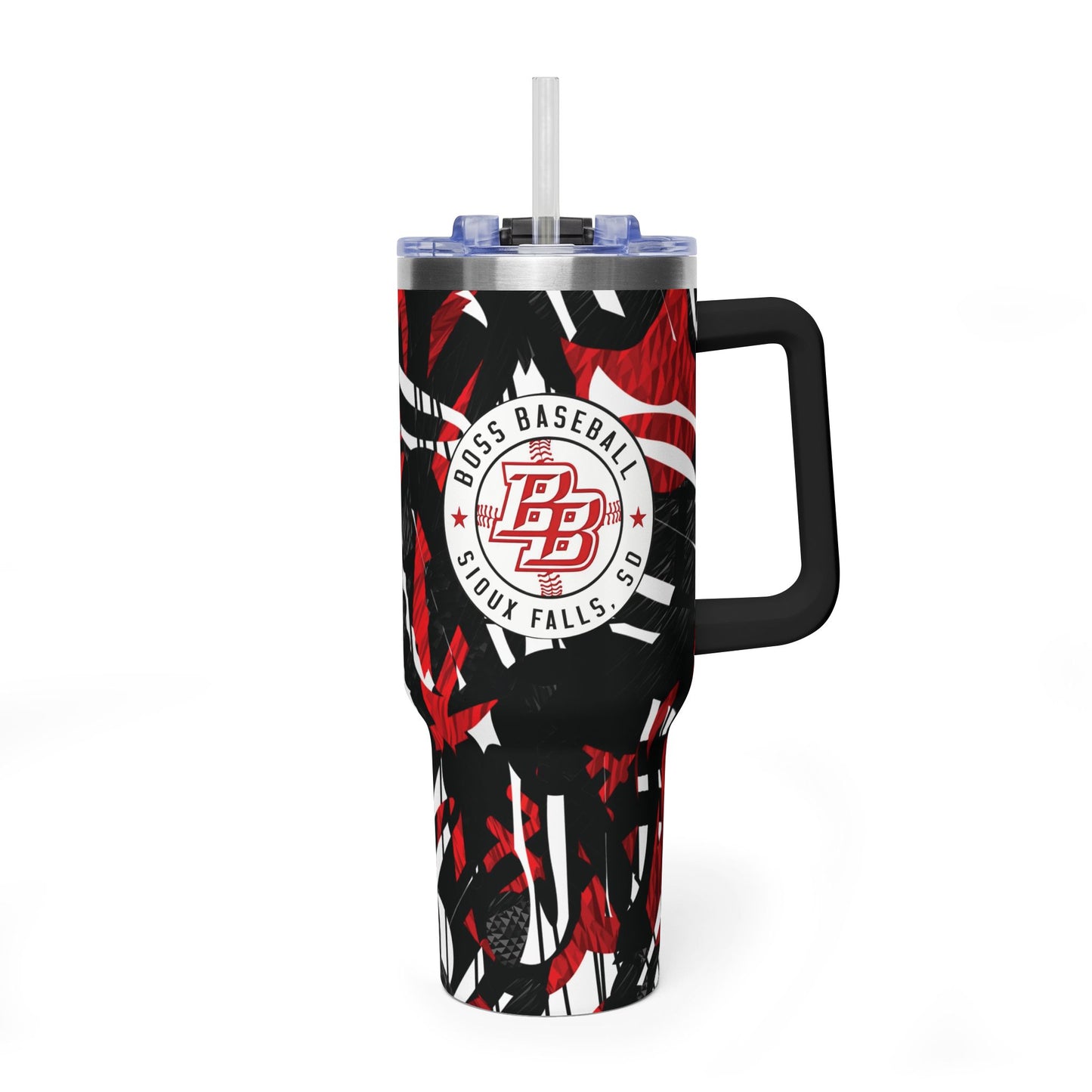 40oz Vacuum Tumbler — Boss Baseball Sioux Falls Red & Black Camouflage