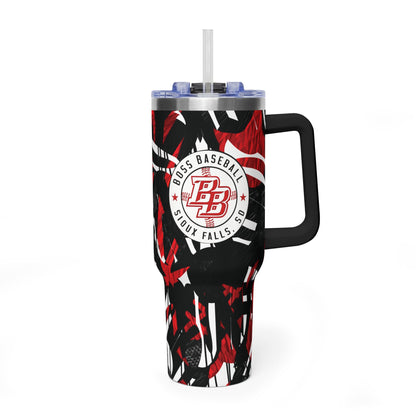 40oz Vacuum Tumbler — Boss Baseball Sioux Falls Red & Black Camouflage