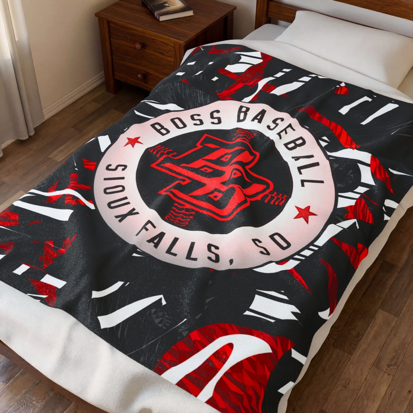 Custom BOSS Baseball Team Blanket — 'BOSS Baseball' Velveteen Plush Throw