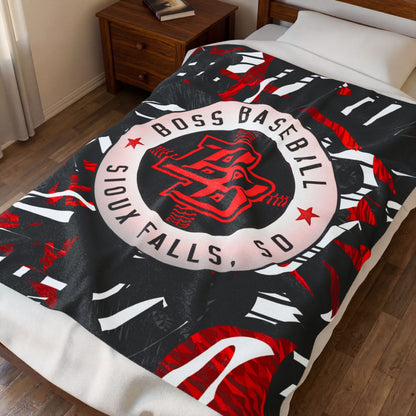 Custom BOSS Baseball Team Blanket — 'BOSS Baseball' Velveteen Plush Throw