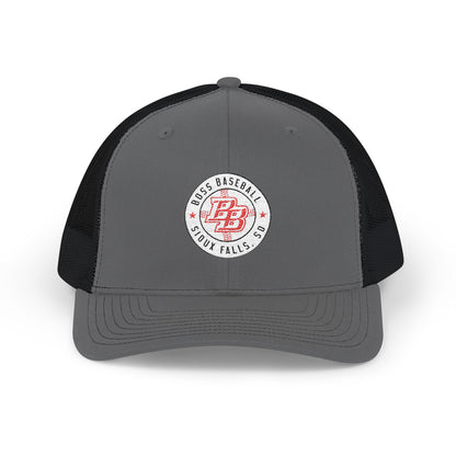 Embroidered Trucker Cap — Vintage Red Badge Snapback