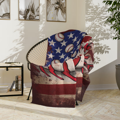Baseball Americana Velveteen Microfiber Blanket