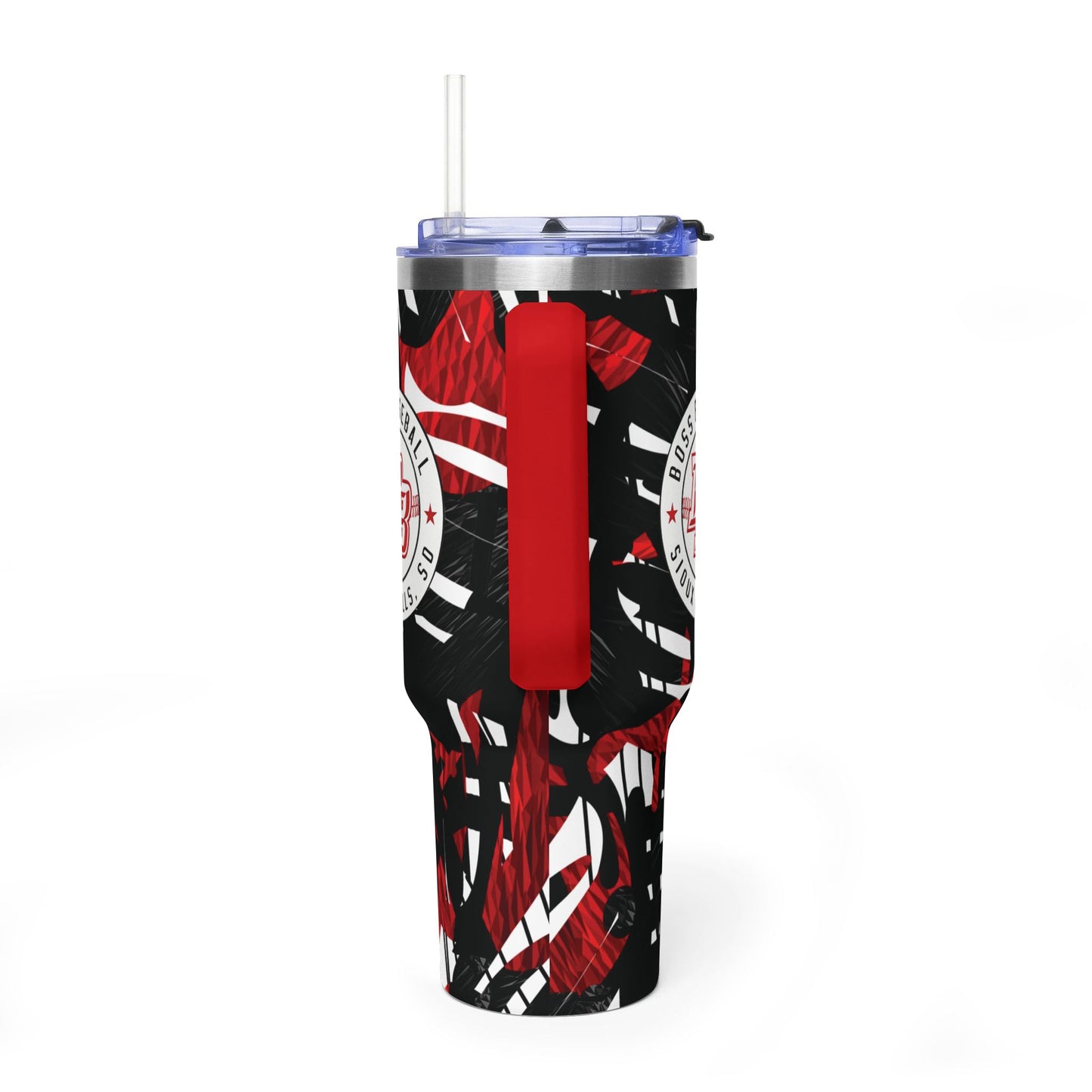40oz Vacuum Tumbler — Boss Baseball Sioux Falls Red & Black Camouflage