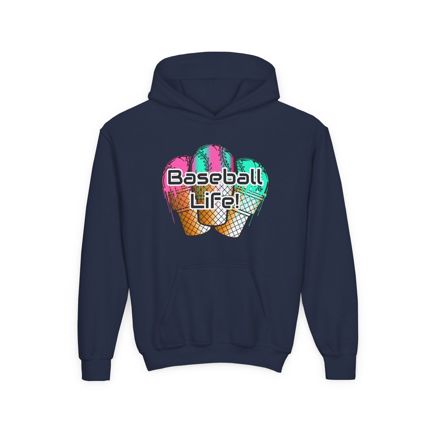 Baseball Life Ice Cream Drip Youth Hoodie