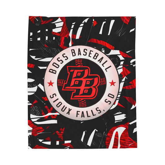 Custom BOSS Baseball Team Blanket — 'BOSS Baseball' Velveteen Plush Throw