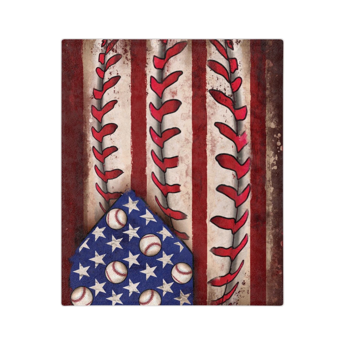 Baseball Americana Velveteen Microfiber Blanket