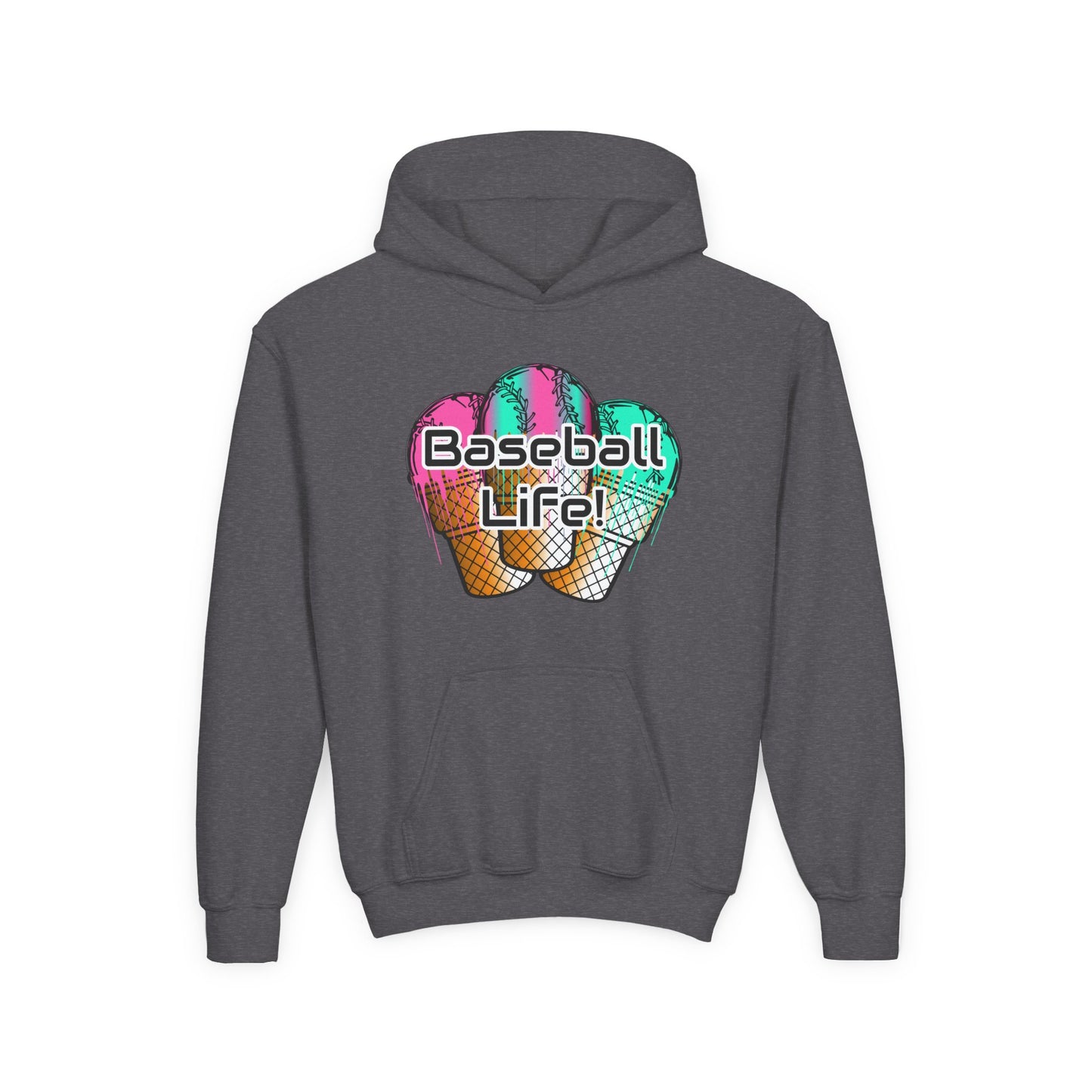 Baseball Life Ice Cream Drip Youth Hoodie