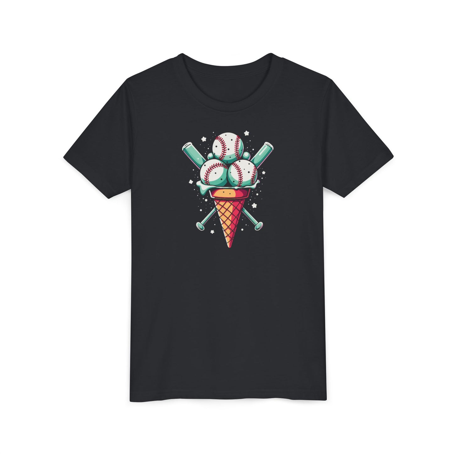 Youth Tee - Ice Cream Cone With Baseballs Print
