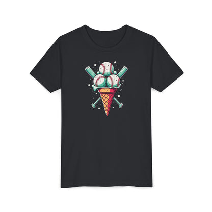 Youth Tee - Ice Cream Cone With Baseballs Print