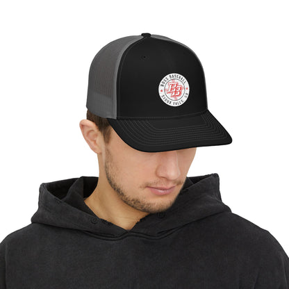 Embroidered Trucker Cap — Vintage Red Badge Snapback