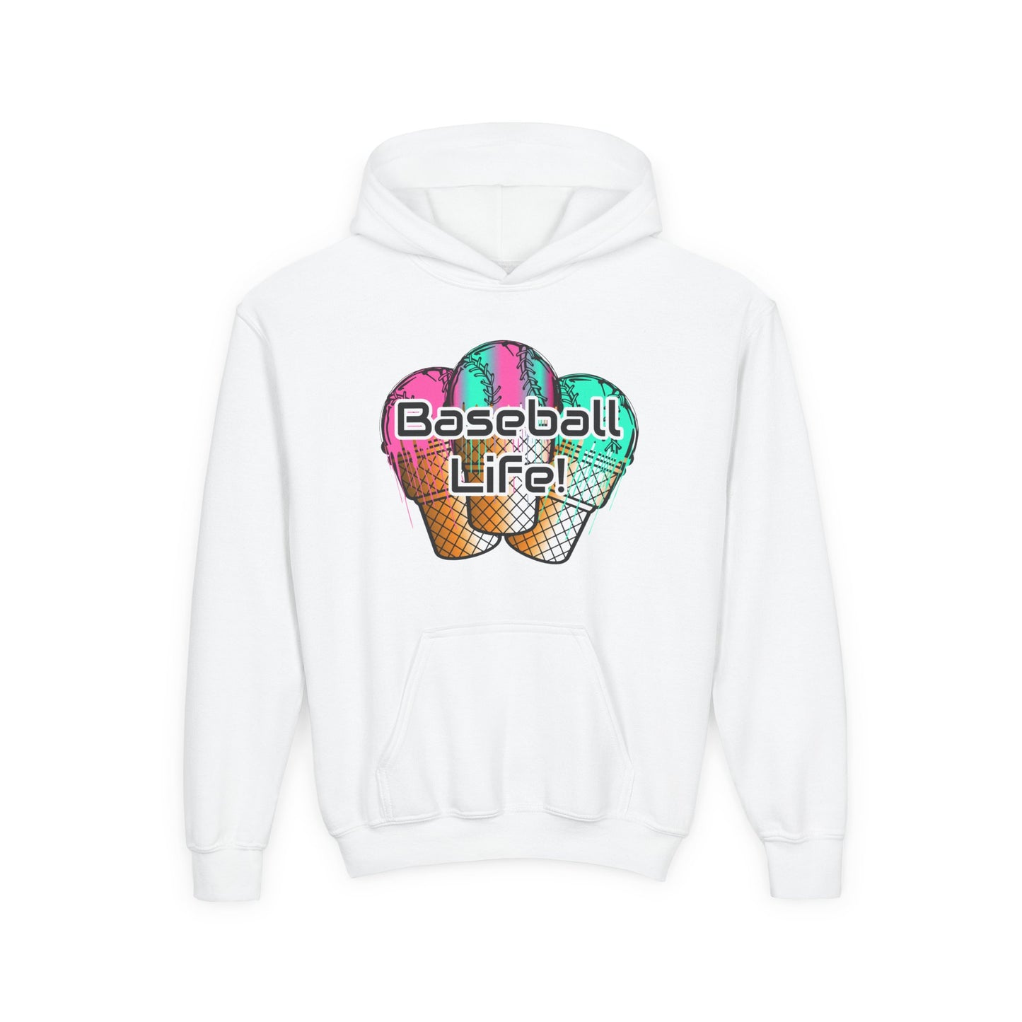 Baseball Life Ice Cream Drip Youth Hoodie