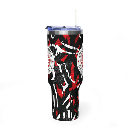 40oz Vacuum Tumbler — Boss Baseball Sioux Falls Red & Black Camouflage