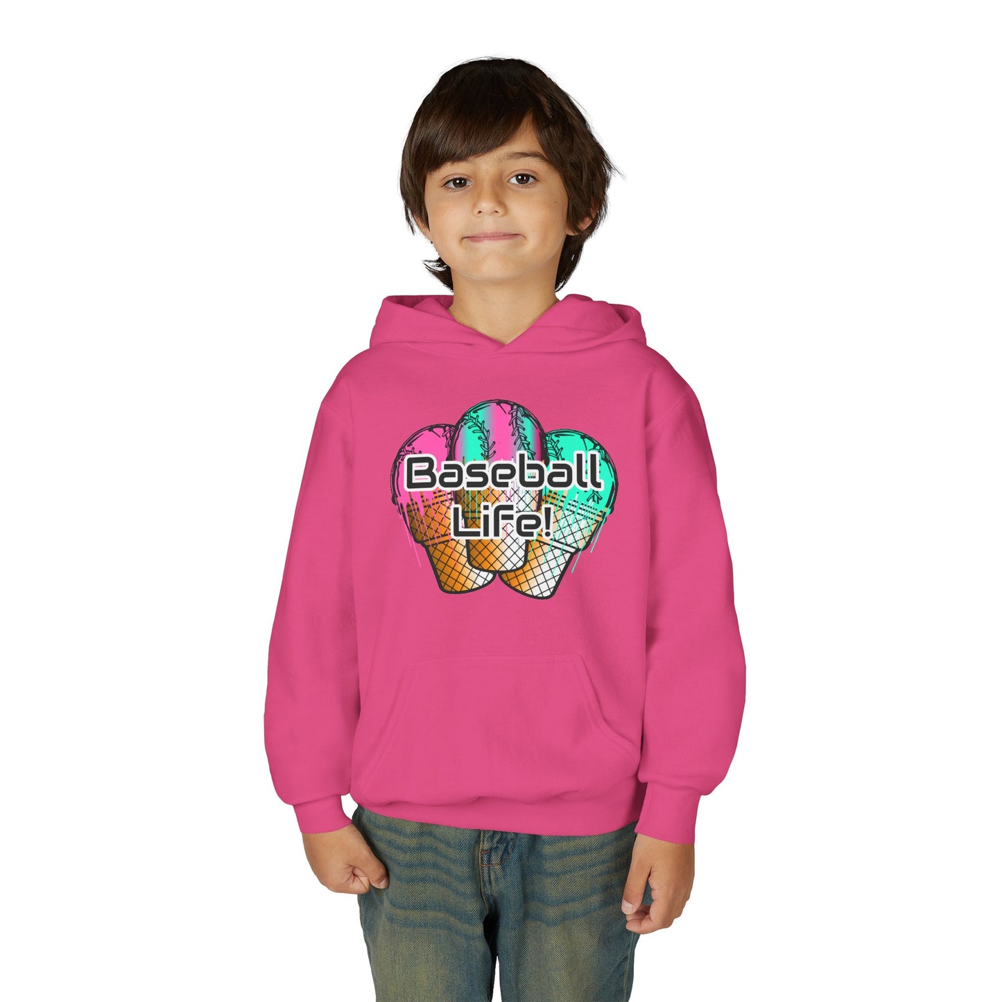 Baseball Life Ice Cream Drip Youth Hoodie