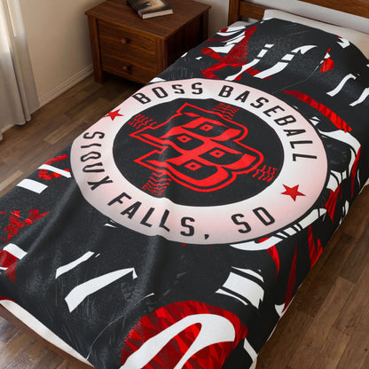 Custom BOSS Baseball Team Blanket — 'BOSS Baseball' Velveteen Plush Throw