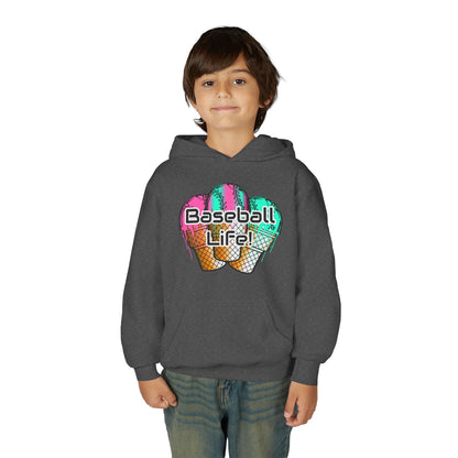 Baseball Life Ice Cream Drip Youth Hoodie