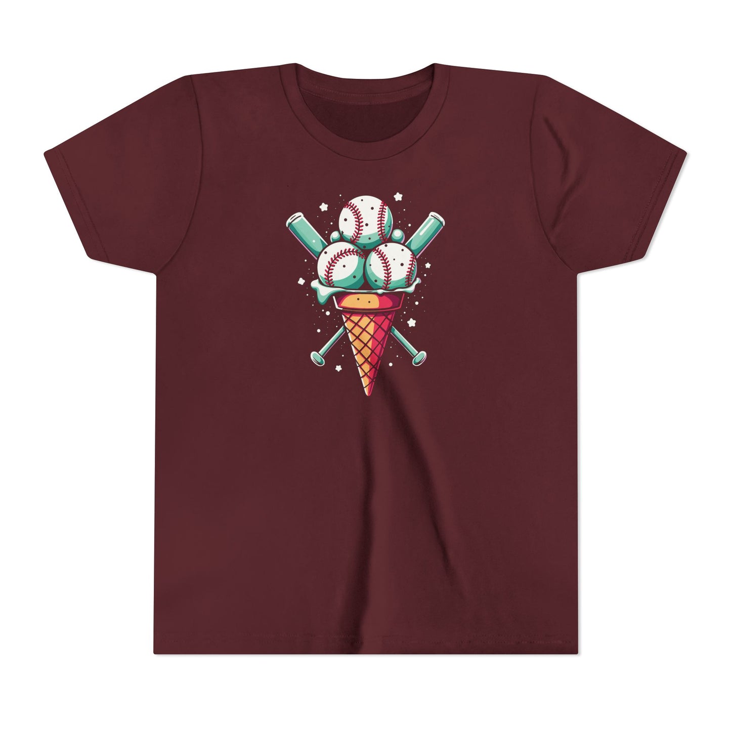 Youth Tee - Ice Cream Cone With Baseballs Print