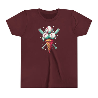 Youth Tee - Ice Cream Cone With Baseballs Print
