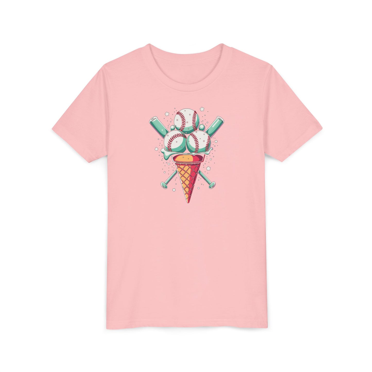 Youth Tee - Ice Cream Cone With Baseballs Print