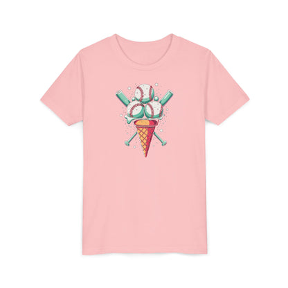 Youth Tee - Ice Cream Cone With Baseballs Print