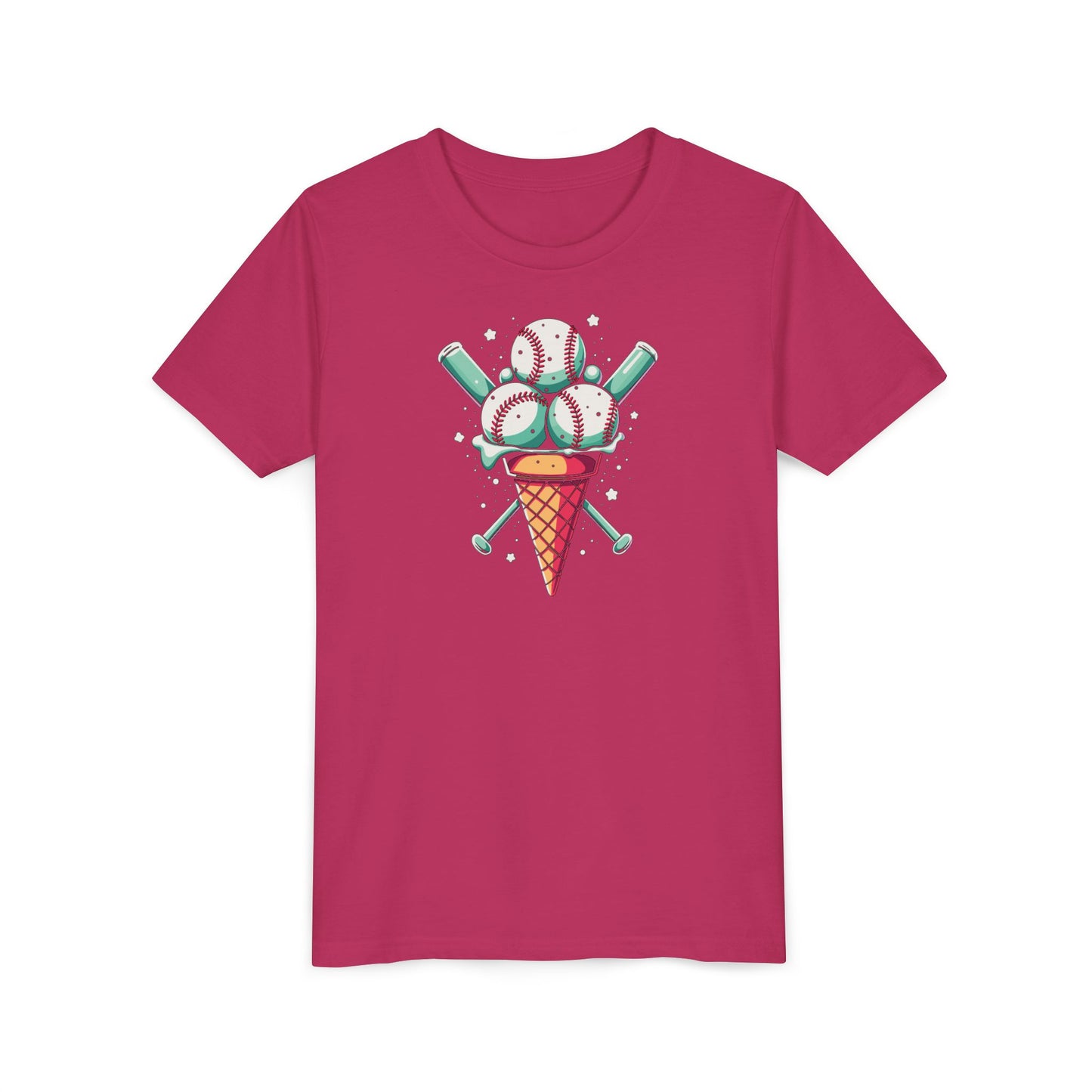 Youth Tee - Ice Cream Cone With Baseballs Print