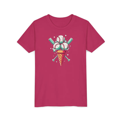 Youth Tee - Ice Cream Cone With Baseballs Print