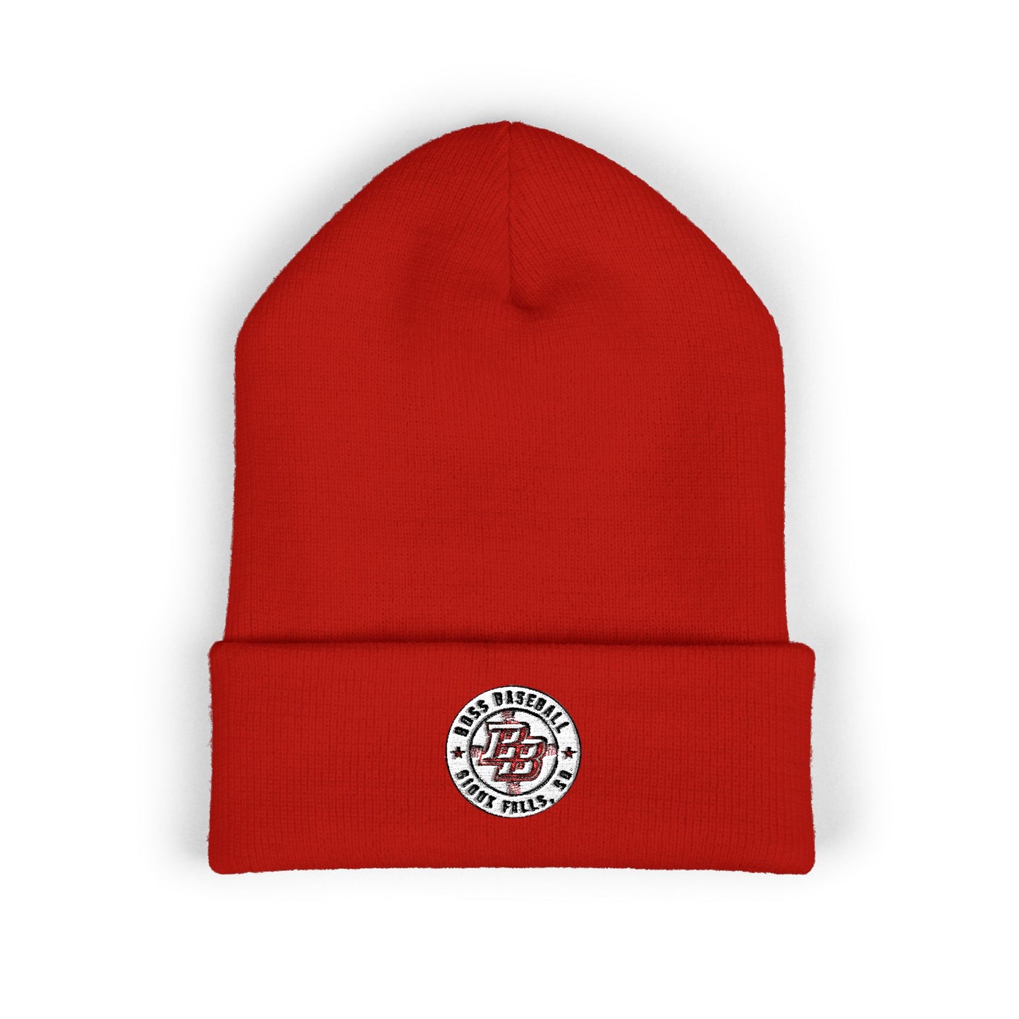 Embroidered Diner Logo Cuffed Beanie — Retro Coffee Shop Patch Winter Hat