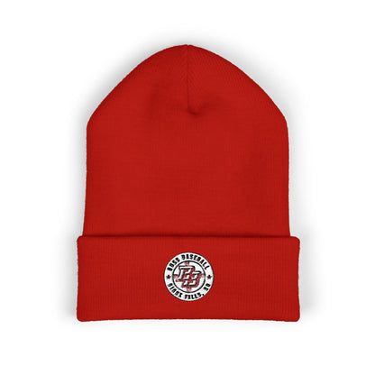 Embroidered Diner Logo Cuffed Beanie — Retro Coffee Shop Patch Winter Hat