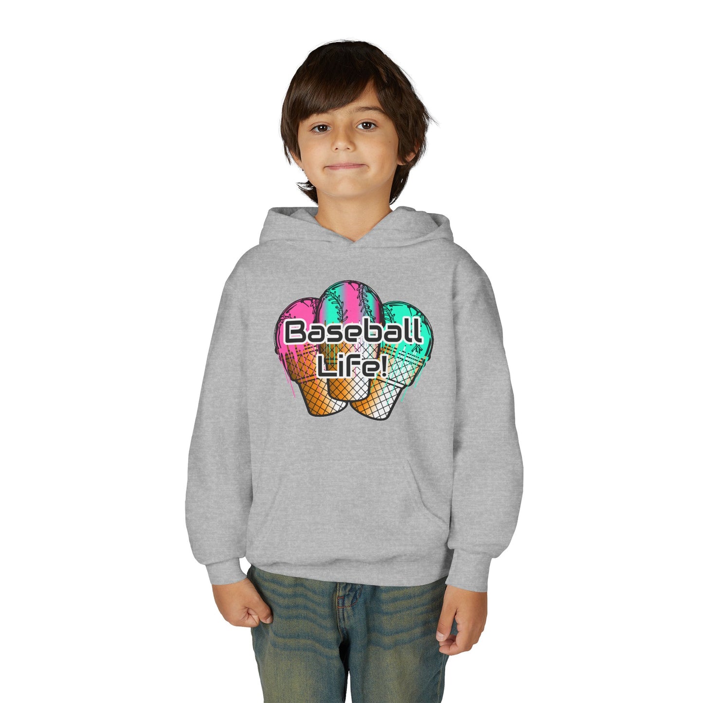 Baseball Life Ice Cream Drip Youth Hoodie