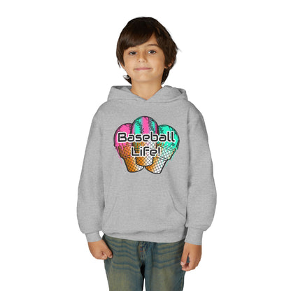 Baseball Life Ice Cream Drip Youth Hoodie