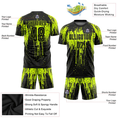 Custom Neon Green Black Sublimation Soccer Uniform Jersey image 1