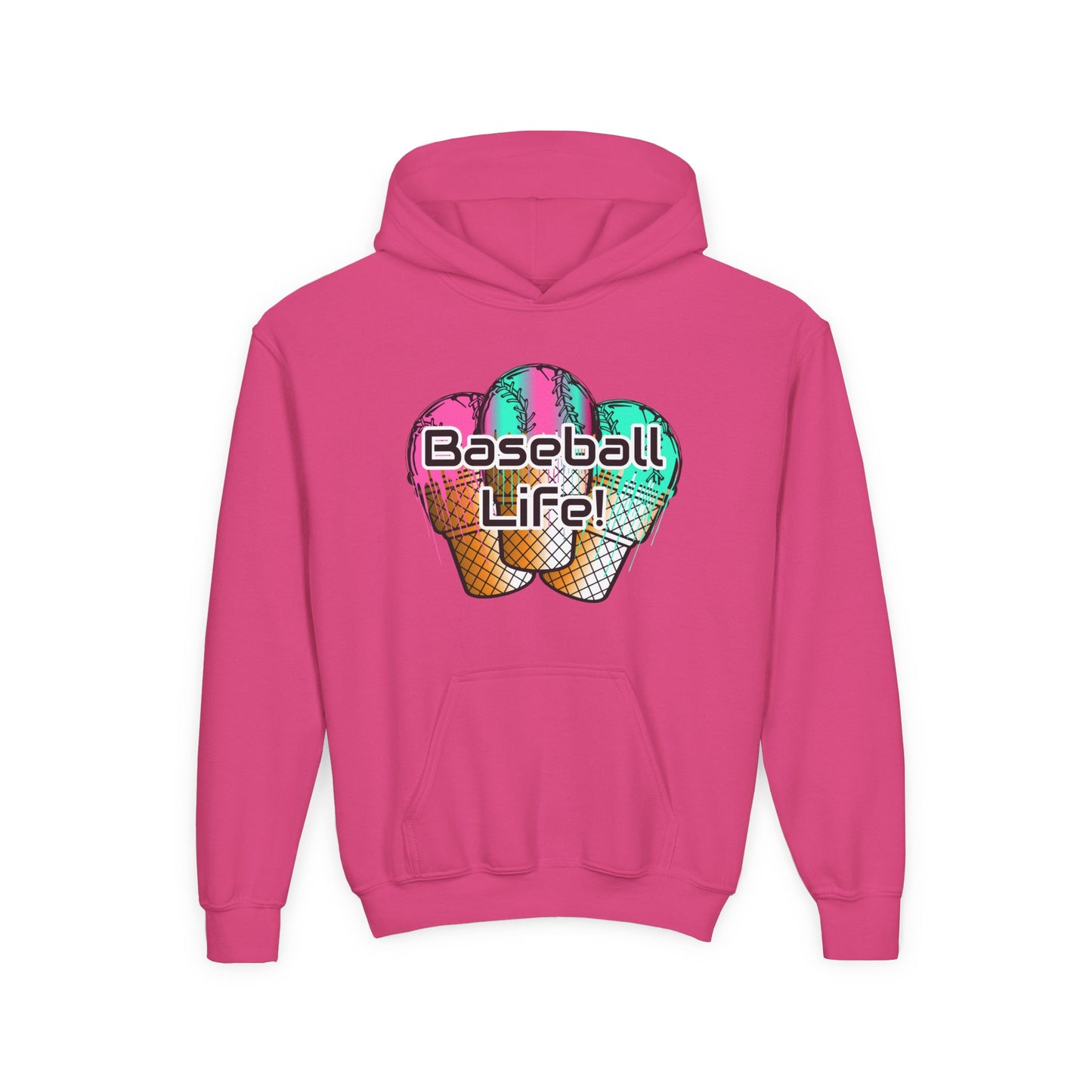 Baseball Life Ice Cream Drip Youth Hoodie