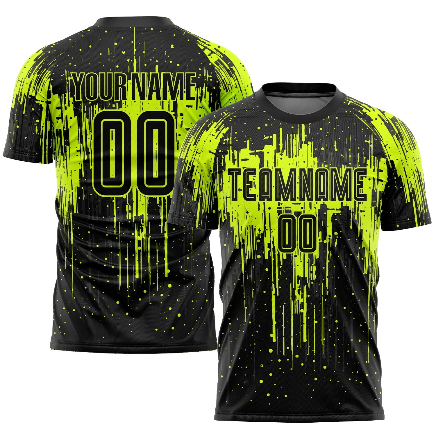 Custom Neon Green Black Sublimation Soccer Uniform Jersey image 0