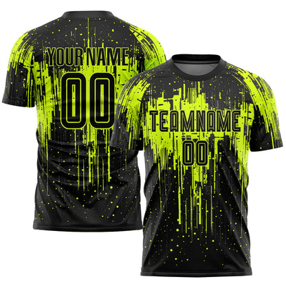 Custom Neon Green Black Sublimation Soccer Uniform Jersey image 0