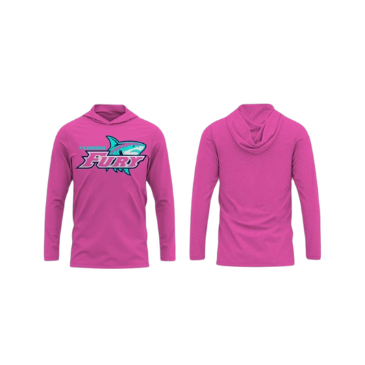 Pink Long Sleeve Hooded Warm Weather Tee