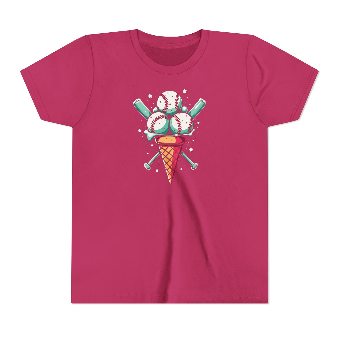 Youth Tee - Ice Cream Cone With Baseballs Print