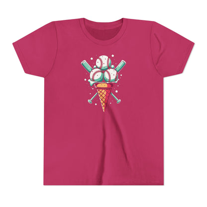 Youth Tee - Ice Cream Cone With Baseballs Print